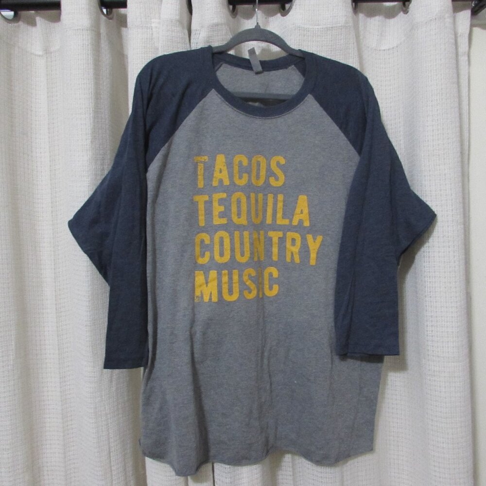 Tacos Tequila Country Music Raglan Long Sleeve Graphic Tee